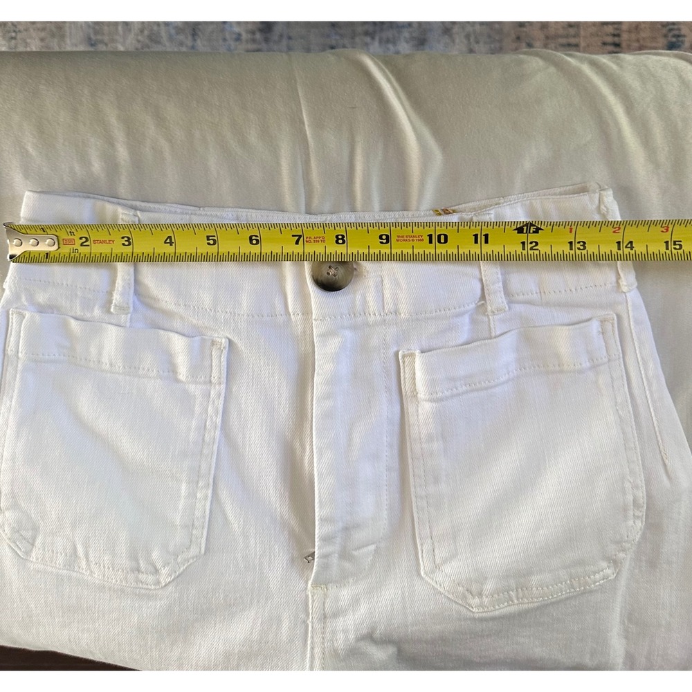 Maeve Anthropologie The Colette Wide Leg Crop Pants White 27 High Rise Utility - Picture 8 of 10